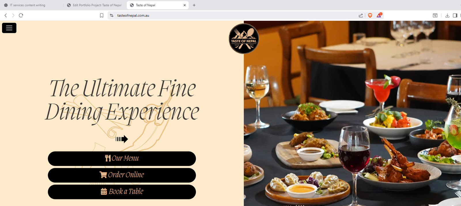 Taste of Nepal - Restaurant Website & Online Ordering